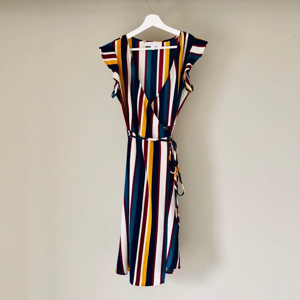 Multi-color wrap dress